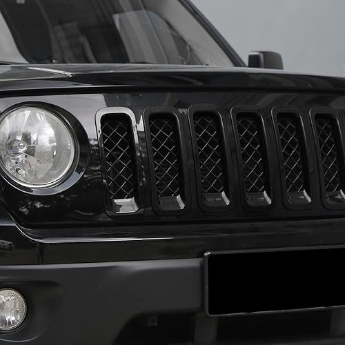 Miniatura 6 de 7PCS Rejilla Delantera Insertos Rejilla Cubierta Trim para Jeep Patriot 2011-2016 (negro)