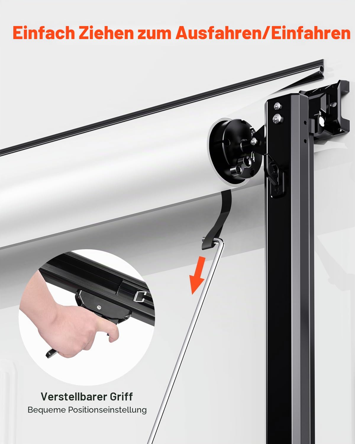 VEVOR Wohnwagen Markise universelle einziehbar RV Markisen (487,7 cm) wasserdichter Sonnenschutz mit Aluminiumlegierungsrahmen, Außenmarkise mit schwarzem Ständer & schwarzen Stoffen mit Farbverlauf