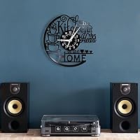 Vista 6 de 12'' Kitchen Vinyl Record Wall Clock, Kitchen Heart Home Theme Wall Clock Coffee Bar Wall Watch Clock Coffee Wall Decor Battery Operated Silent