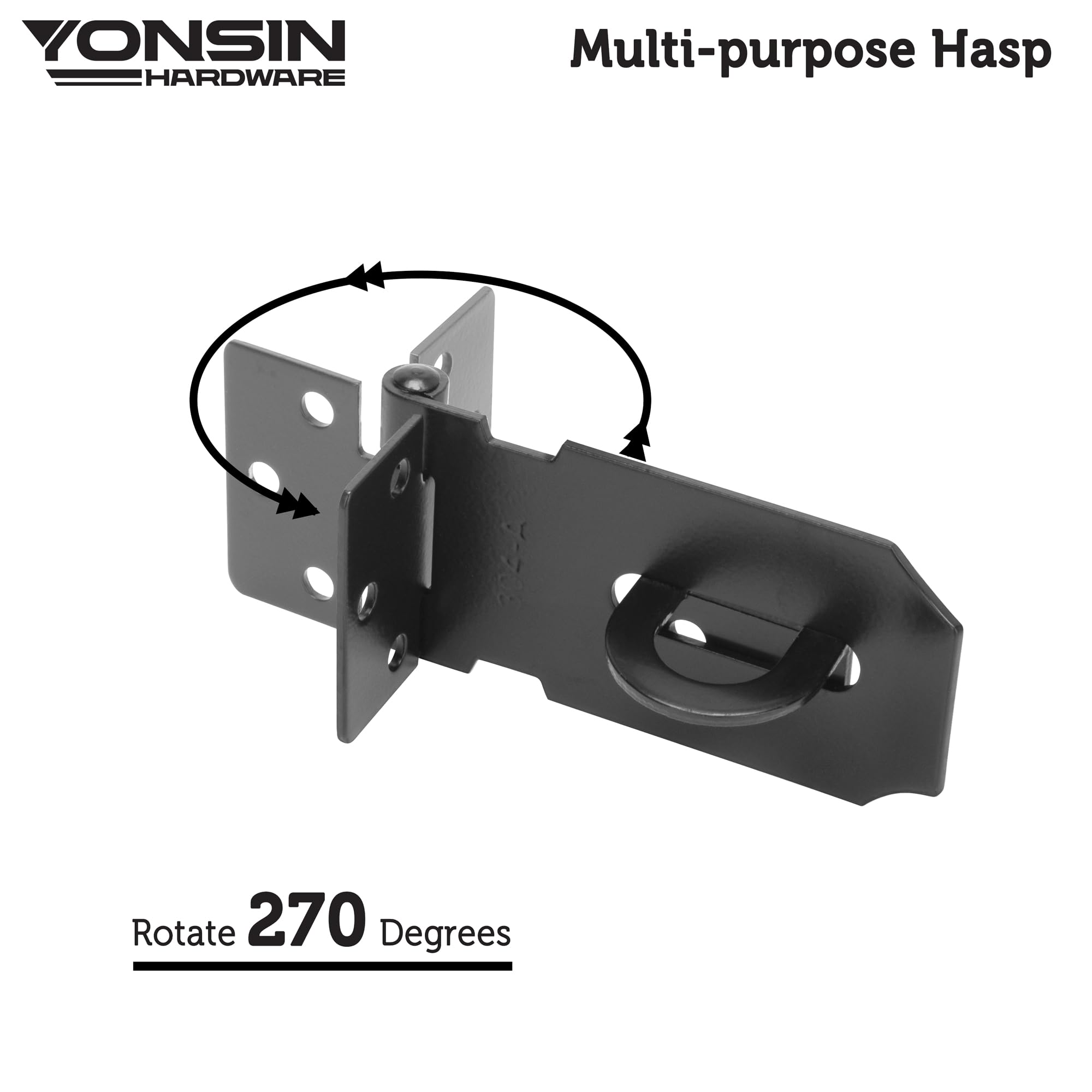 YONSIN 3" Door Padlock Safety Hasp Latch 2 Pcs, Door Hasp Clasp Lock Gate Shed Hasp Latch Lock For Door Window Cabinet Pet Cage Toolbox Shed Fence, 304 Stainless Steel, Matte Black