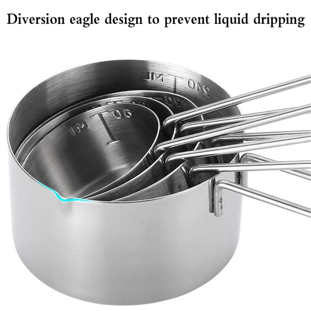 YDBC Tasse À Mesurer, Ensemble De Quatre Pièces Acier Inoxydable Clair Échelle Paroi Intérieure Brossée Facile À Nettoyer Outils De Cuisson