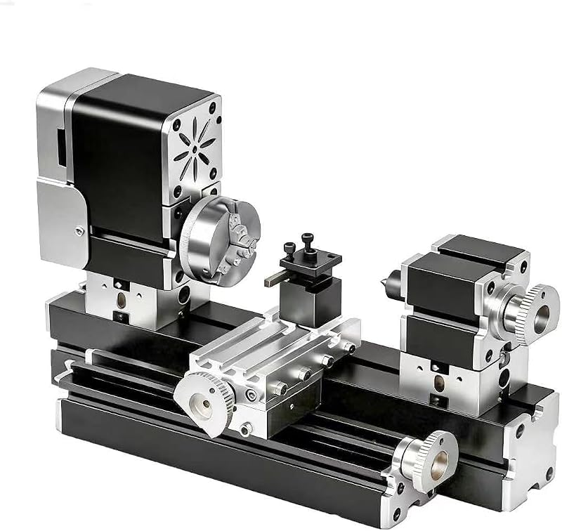ZHRUI Mini torno de metal didáctico en miniatura galvanizado totalmente de metal, centro de 50 mm, 36 W, 20000 RPM para procesar aluminio, madera y materiales plásticos (estilo elevado)