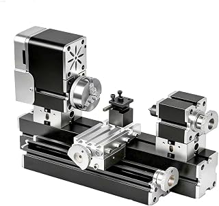 ZHRUI Mini torno de metal didáctico en miniatura galvanizado totalmente de metal, centro de 50 mm, 36 W, 20000 RPM para procesar aluminio, madera y materiales plásticos (estilo elevado)