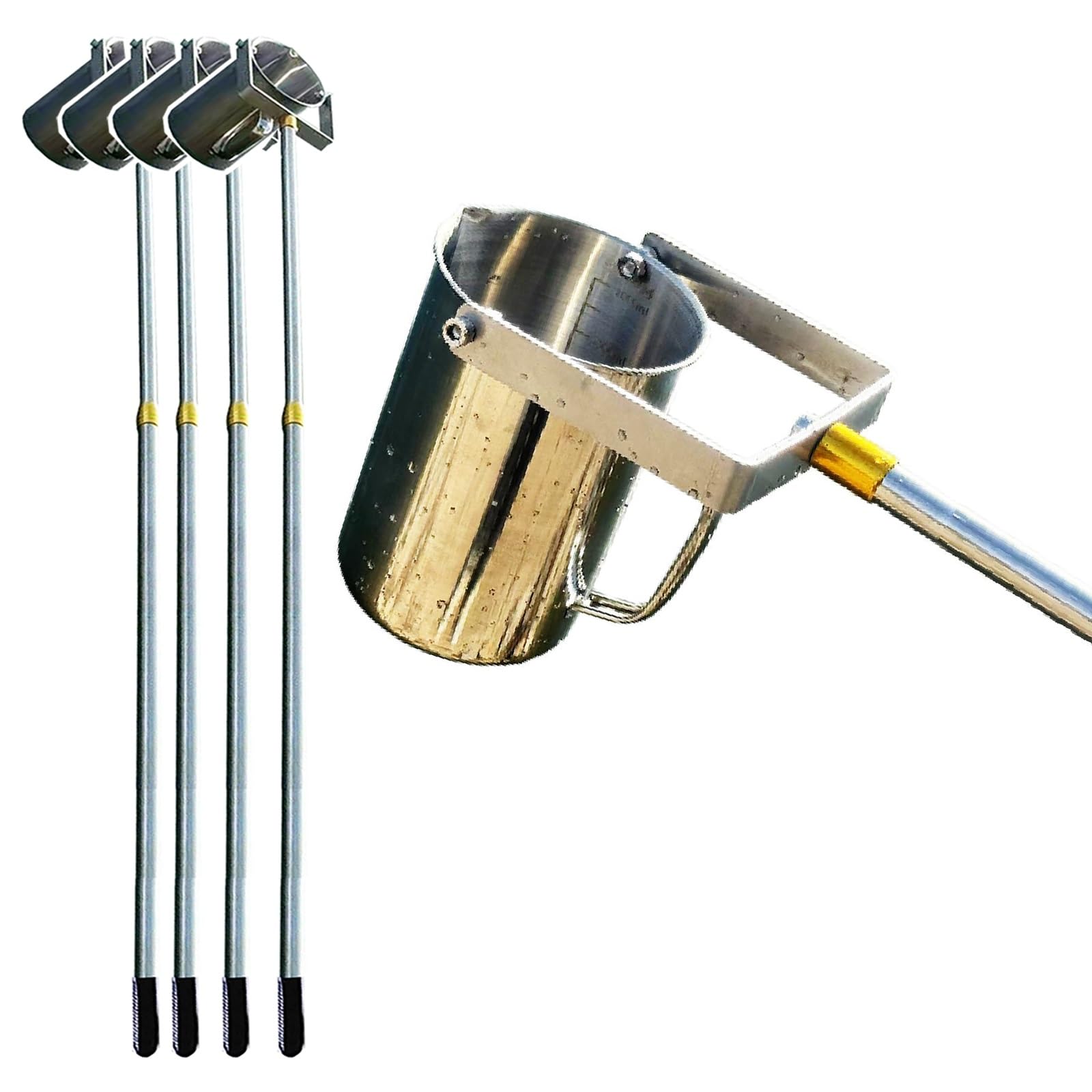 2 Pcs 4 Pack Pipeline River Extendable Water Sampling Stick, Water Quality Testing Swing Sampler for Tap Water/ Swimming Pool Pollution Surveys, 1.5 2 3 4 5 6 Meter Long(4pcs,1000ml-300cm/9.8ft)