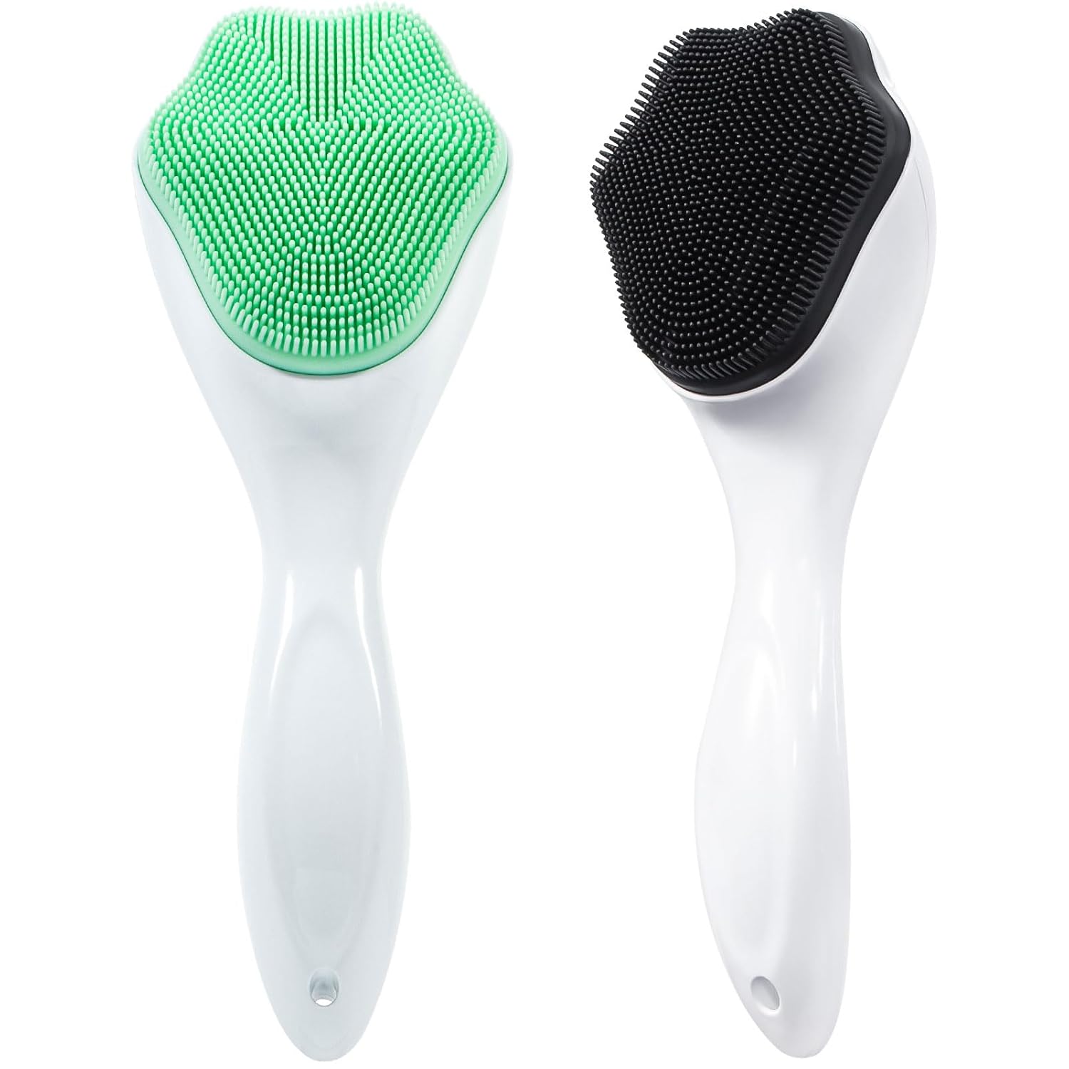 Silicone Face Scrubber Exfoliating Brush, 2 Pack Manual Handheld Facial Cleansing Brush Blackhead Scrubber, Soft Bristles Waterproof for Face Skincare (Green,Black White) Silicone Face Scrubber Exfoliating Brush, 2 Pack Manual Handheld Facial Cleansing Brush Blackhead Scrubber, Soft Bristles Waterproof for Face Skincare (Green,Black White)