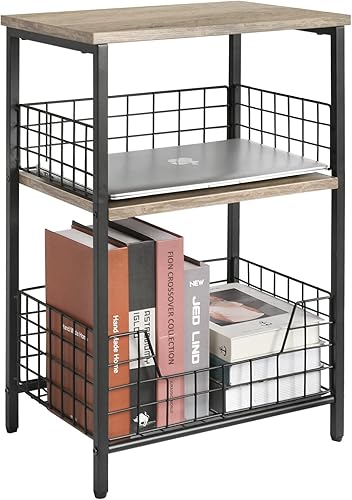 Miniatura 18 de X-cosrack Mesa auxiliar, mesa auxiliar pequeña con almacenamiento, almacenamiento de discos de vinilo, mesita de noche para sala de estar,