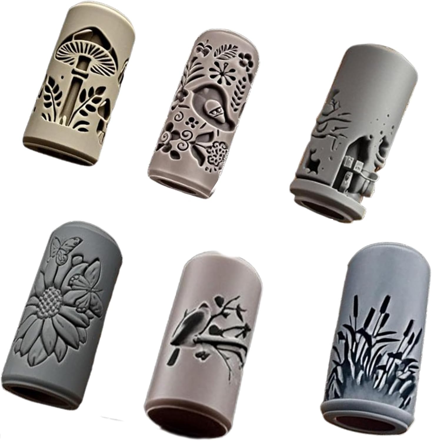 KoovDem DIY Embossing Texture Roller,Reusable Textured Clay Roller Tool with 3D Patterns for Polymer Clay,Ceramics,Pottery,Wall Art & Home Decor(Super Value Combo Packs（6pcs）)