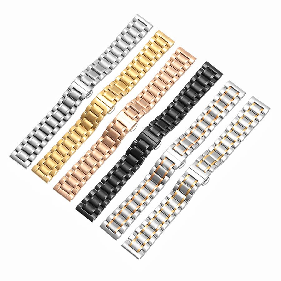 BrightBulb Correa de Acero Inoxidable 5 Cuentas Pulsera de Metal de Repuesto Inteligentes Relojes Accesorios-Plata Oro Rosa 15mm