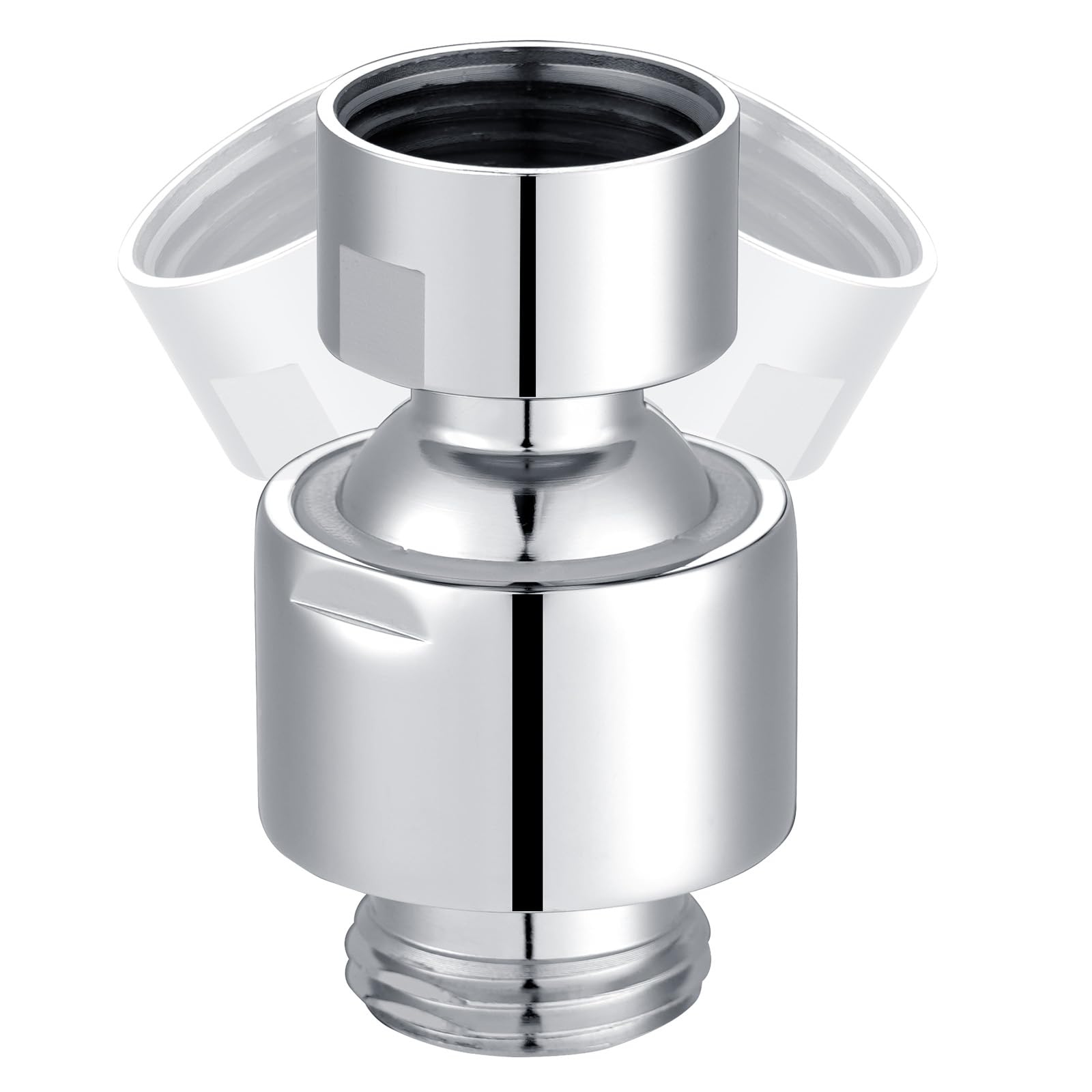 Hibbent All Metal Shower Head Swivel Ball Joint Adapter, Solid Brass Adjustable Shower Arm Connector, Showerhead Extension, Universal Showering Component, Polished Chrome