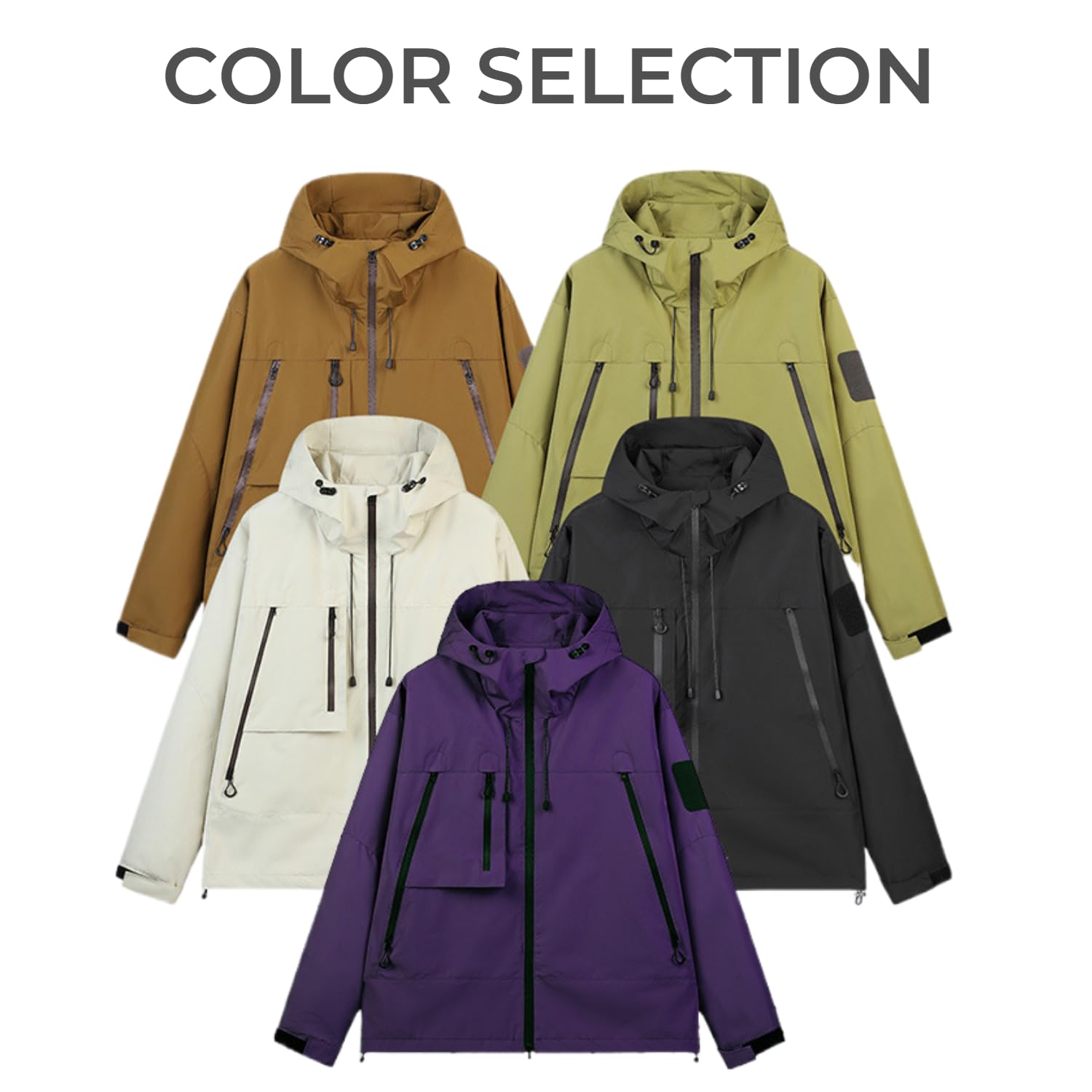 WINKEEY Veste Homme Imperméable avec Capuche Coupe-Vent Léger Manteau Pluie pour Randonné Camping Pêche