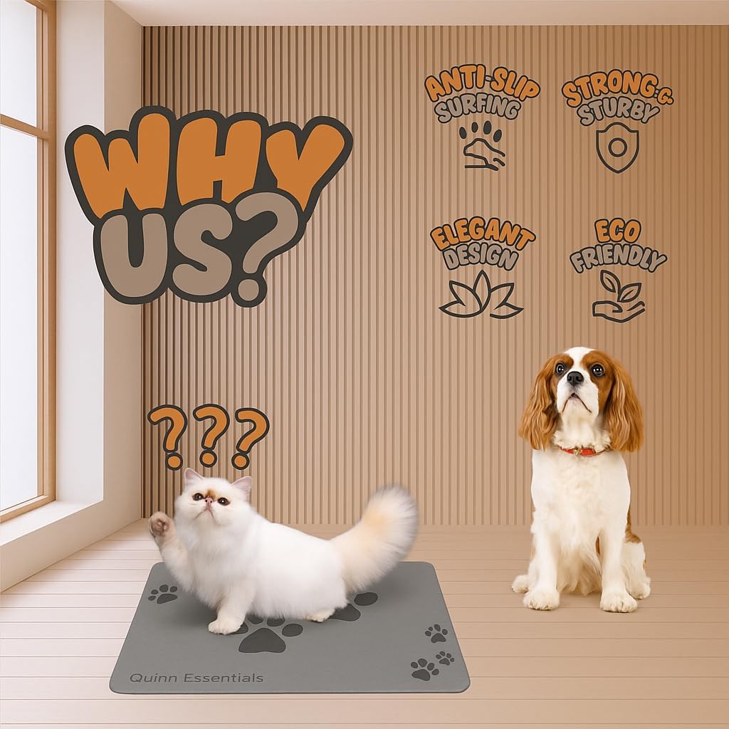 Quinn Essentials Dog Water & Feeding Mat Fast-Dry Diatomaceous Stone Tray for Bowls, Anti-Slip, Spill Control, Cleaner Area, Cat Feeding Tray, Travel Pet Mat - Image 2