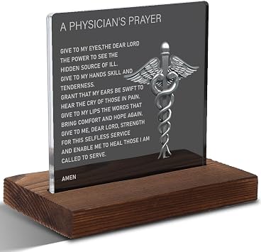 Physicians Prayer Plaques, Physicians Gifts, Medical School Graduation Gifts, Doctors Prayer Gifts, Modern Acrylic Desk Plaque with Inspirational Quotes, 10 x 10 x 1.5 cm,XXD7
