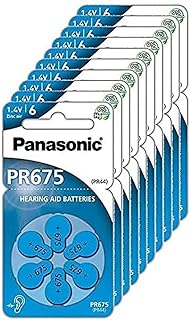 Panasonic - Pilas de Zinc-Aire PR675 para audífonos, Tipo 675, 1,4 V, Pilas para audífonos, 10 Paquetes (60 Unidades), de Color Azul
