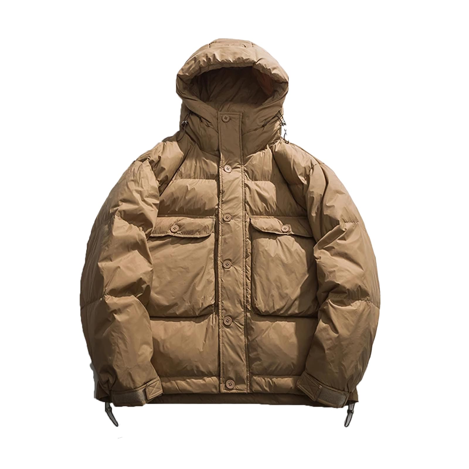 Dcvmvmn Mens Winter Casual Long Sleeve Hooded Down Jacket Lightweight Short Puffer Ski Bubble Coat