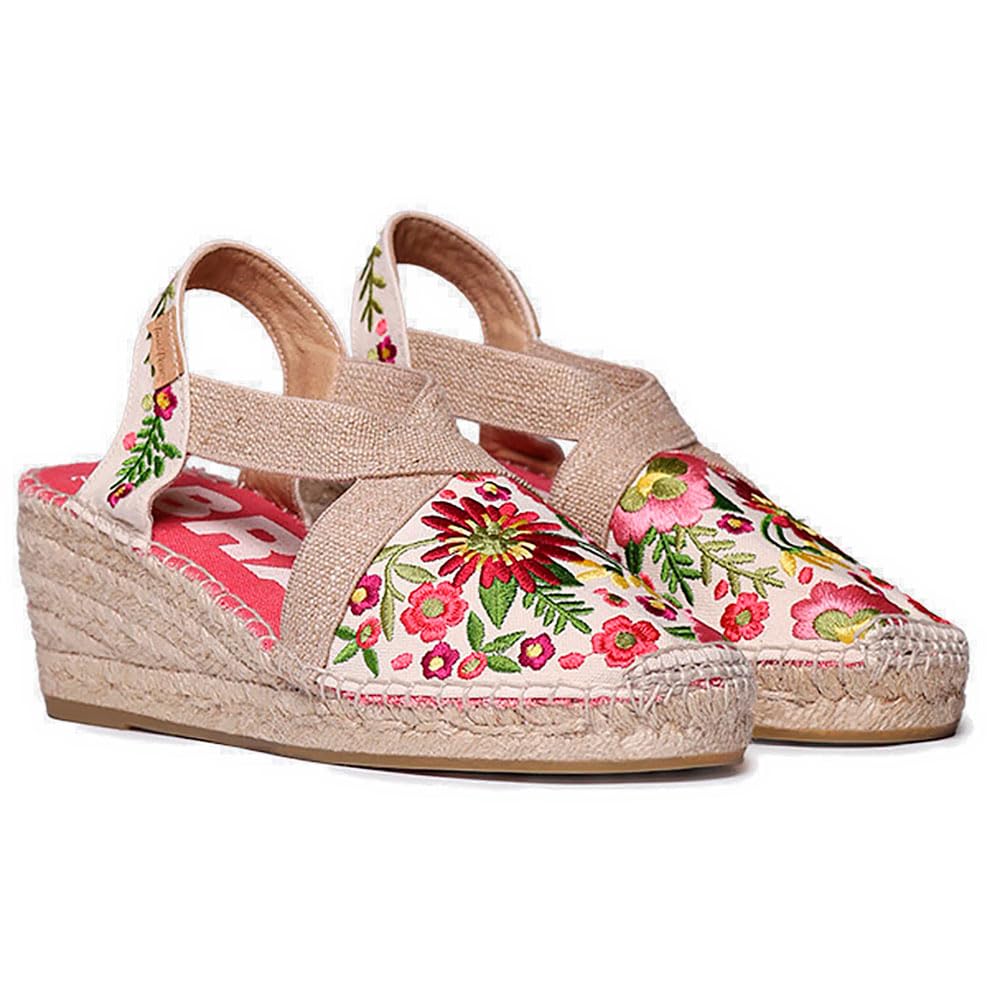 MONTJOI Alpargata de mujer con cuña y bordado multicolor PEONIA 39