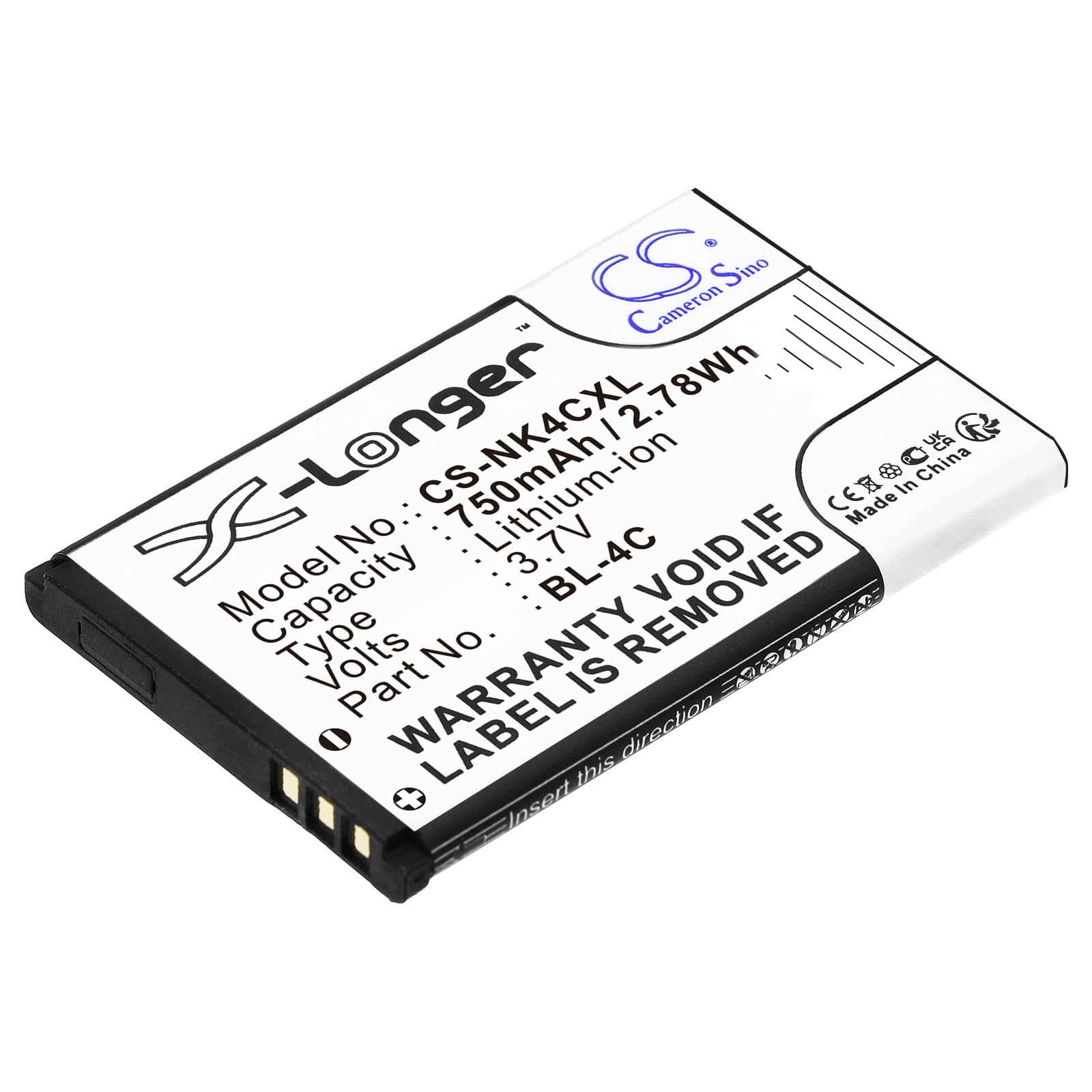 CS-NK4CXL Battery 750mAh compatible with [Nokia] 107, 108, 1265