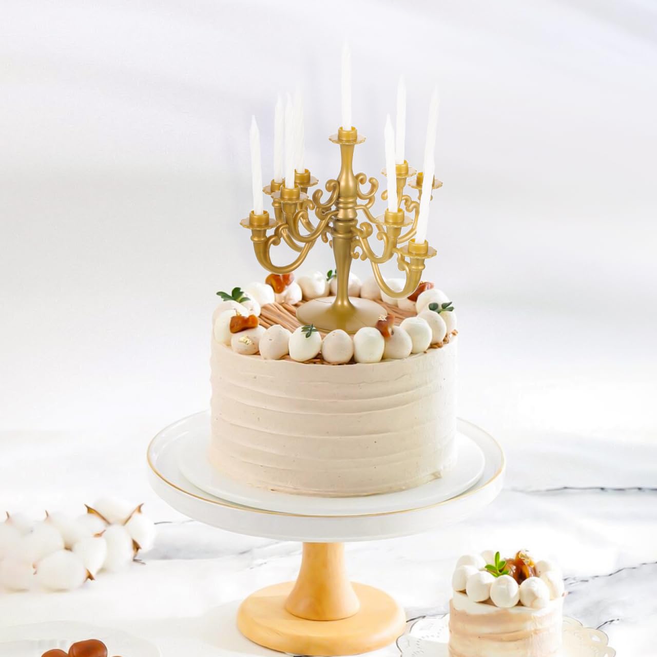 Holibanna Candelabro Portacandele Topper per torta con candele, decorazione per Natale, matrimoni, casa, feste, 2 pezzi