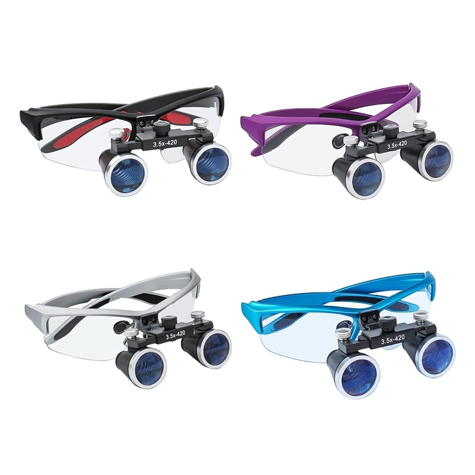 Lupenbrille,Lupenbrille Mit Licht Zahnmedizin Fernglas-Lupe Ultra-Lightweight Dental Lupe-Vergrößerung 2.5X 3.5X Lupe-Lupe für Zahnchirurgie(Purple,2.5X)