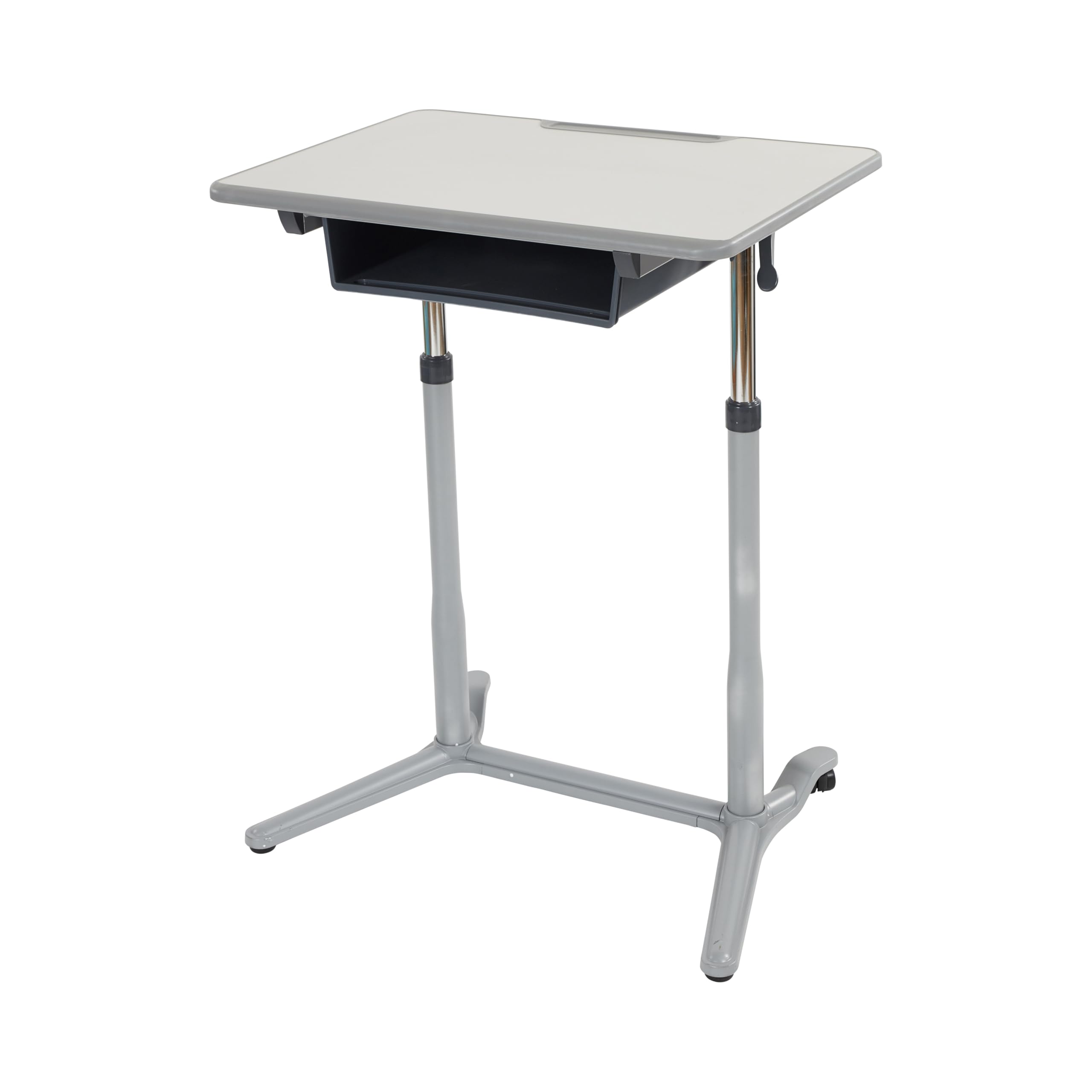 Back2School Express Mobile Adjustable Desk, Sit-Stand with Storage, Grey