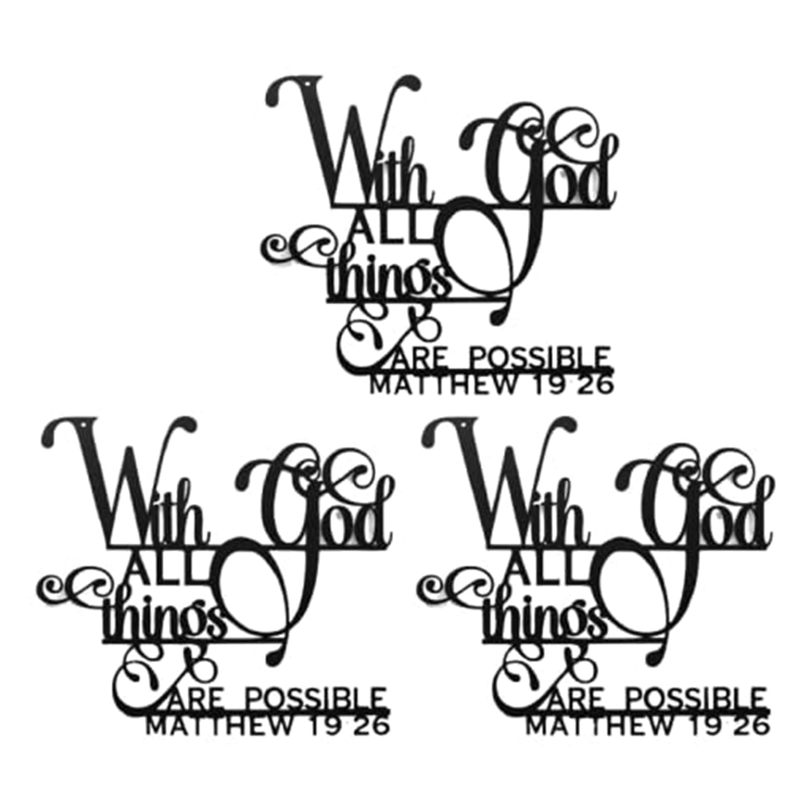 With God All Things Are Possible Sign Metal Wall Decor, Religious Scripture
