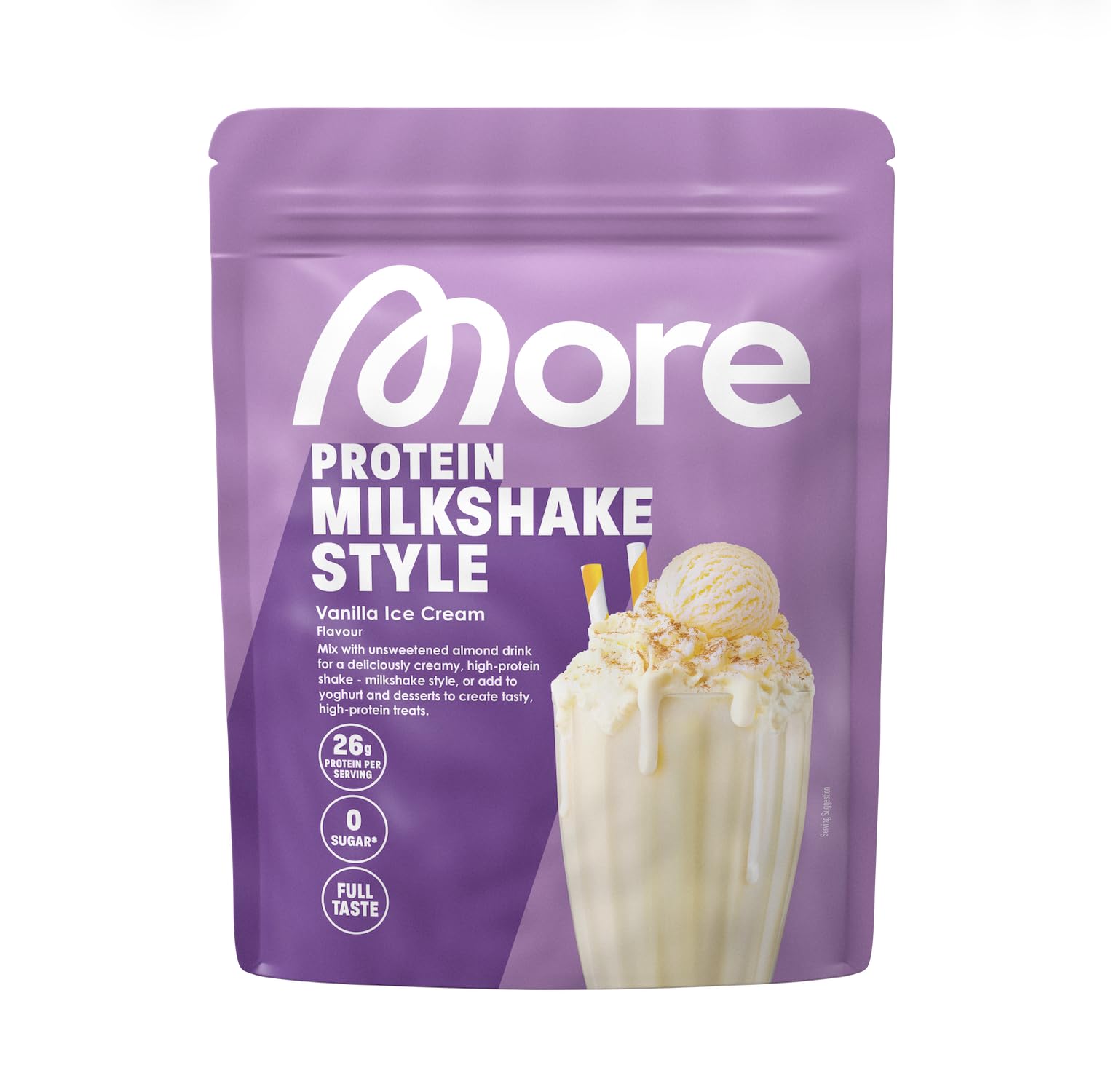 MORE Protein Milkshake, Vanilla Ice Cream, 750 g, Mix aus Whey Konzentrat und Casein, ideal zum Muskelaufbau und -erhalt, mit Laktase - made in Germany