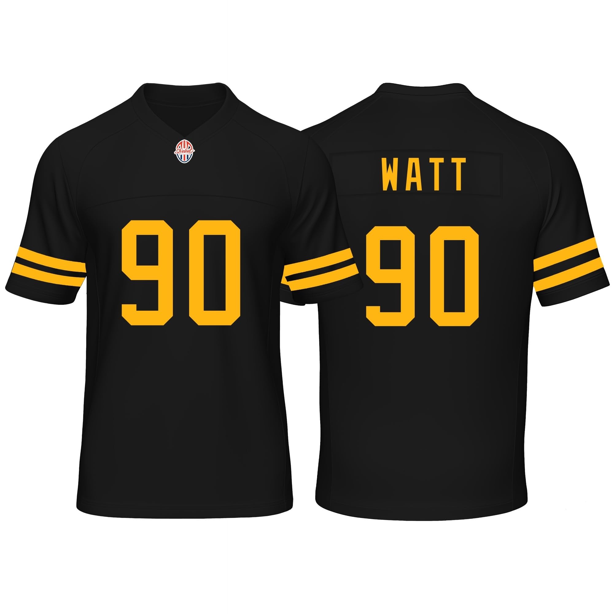 Custom Mens/Youth Football T J Stitched T-Shirt for Sports Fan WATT Black No Brand/Logos