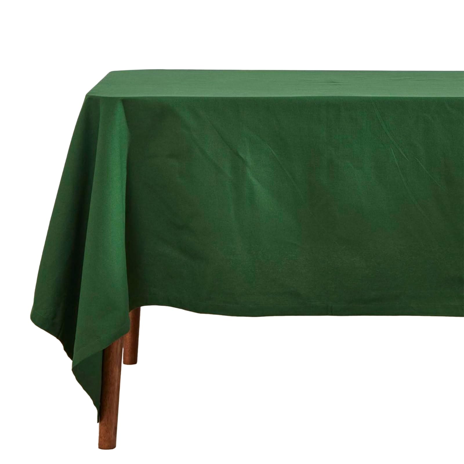 HOMESCAPES Green Table Cloth, Plain Cotton Tablecloth, Extra Large Rectangular, Handcrafted & Durable Dining Table Cover with Hem Stitch, Hypoallergenic, Washable, Dark Green - 178 x 305cm