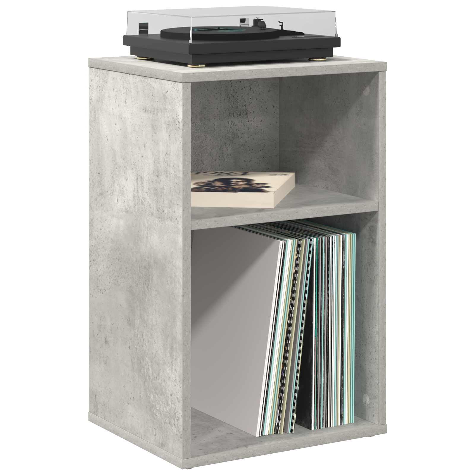 Mueble porta vinilos gris cemento 38 x 33 x 61 cm de madera ingenierizada