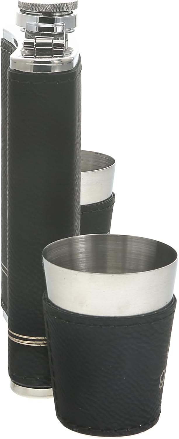 Pavilion Gift Company - Groomsman - 8-ounce Flask & 2-ounce Shot Glass Set, Engraved Groomsmen Flask, Groomsmen Gift For Wedding Favor, Stainless Steel Hip Flask For Liquor With Shot Glasses