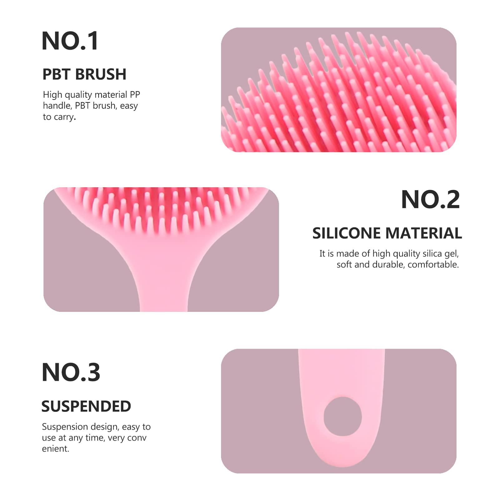 FRCOLOR 3pezzi Spazzola Da Bagno Silicone Con Manico Lungo Scrubber Esfoliante Per Corpo e Massaggio Perfetta Per Doccia e Della Materiale Sicuro e Ergonomico