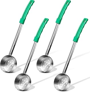 4 Ounce Stainless Steel Perforated Portion Control Ladle Spoon - 4Pcs Pizza Sauce Serving Spoons Portion Ladle for Sauces, Perfect for Weight Watchers, Buffets, Parties