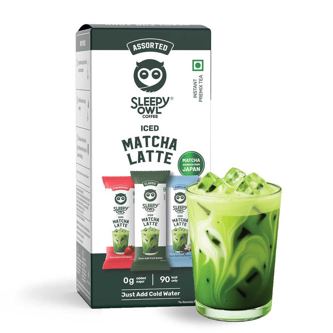 Sleepy Owl Assorted Iced Matcha Latte Premix Powder, Variety Pack (3 Flavours), Premium Japanese Matcha Green Tea Powder, Easy to Make, Calm Energy & Focus, Natural Antioxidants, 3 Sachets-image-22