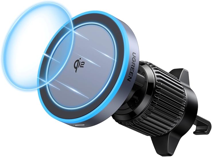 UGREEN Qi2 15W for MagSafe Car Mount Charger, Compatible with MagSafe Car Charger Fast Charging, Air Vent Magnetic Car Phone Holder Mount, Wireless Car Charger for iPhone 16/15/14/13 Series