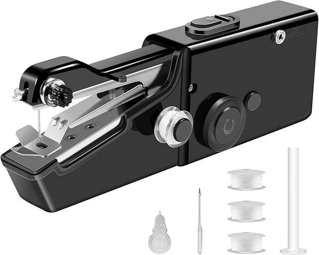 Sewing Machine, Mini Sewing Machines for Beginners, Handheld Sewing Machine, Cordless Portable Sewing Machine, Battery Powered, Quick Handy Stitch for Fabric, Clothing, Kid's Cloth Home Travel Use