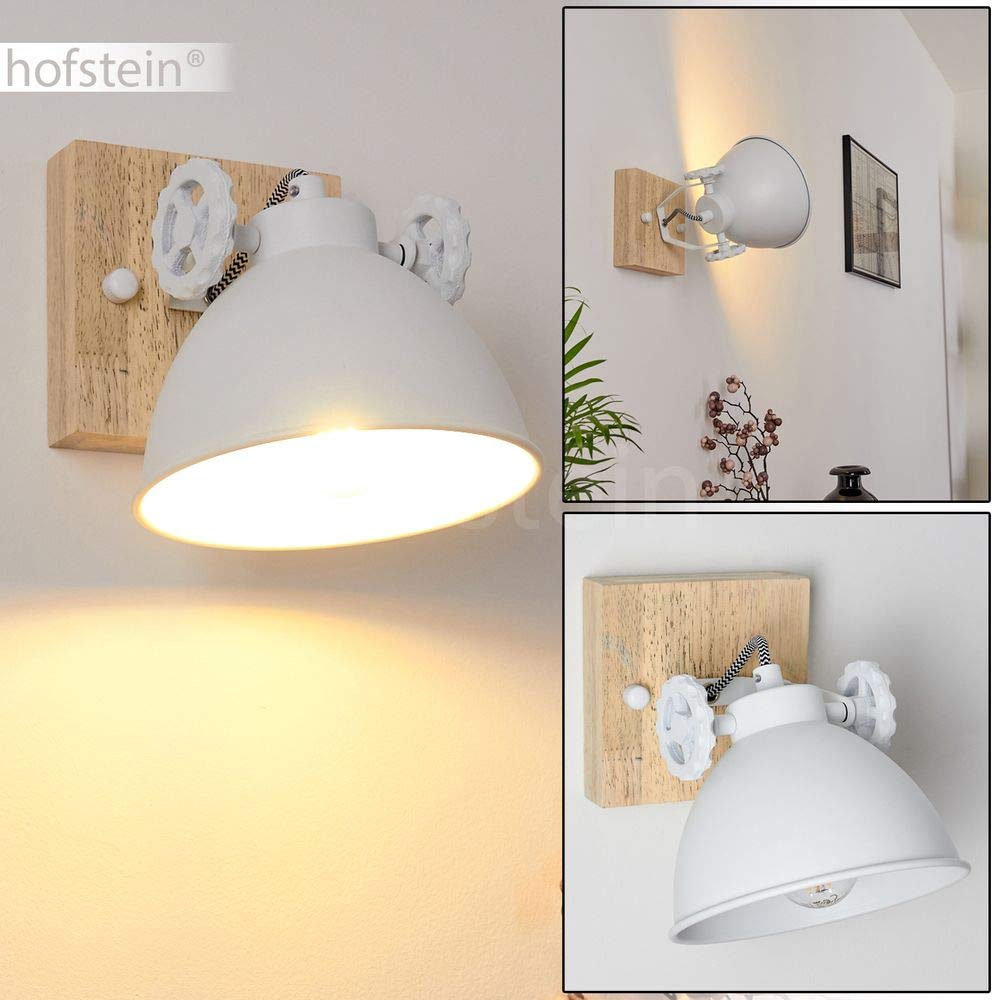 Applique Murale - Jors - Scandinave - Métal Et Bois - Blanc - 1 Ampoule