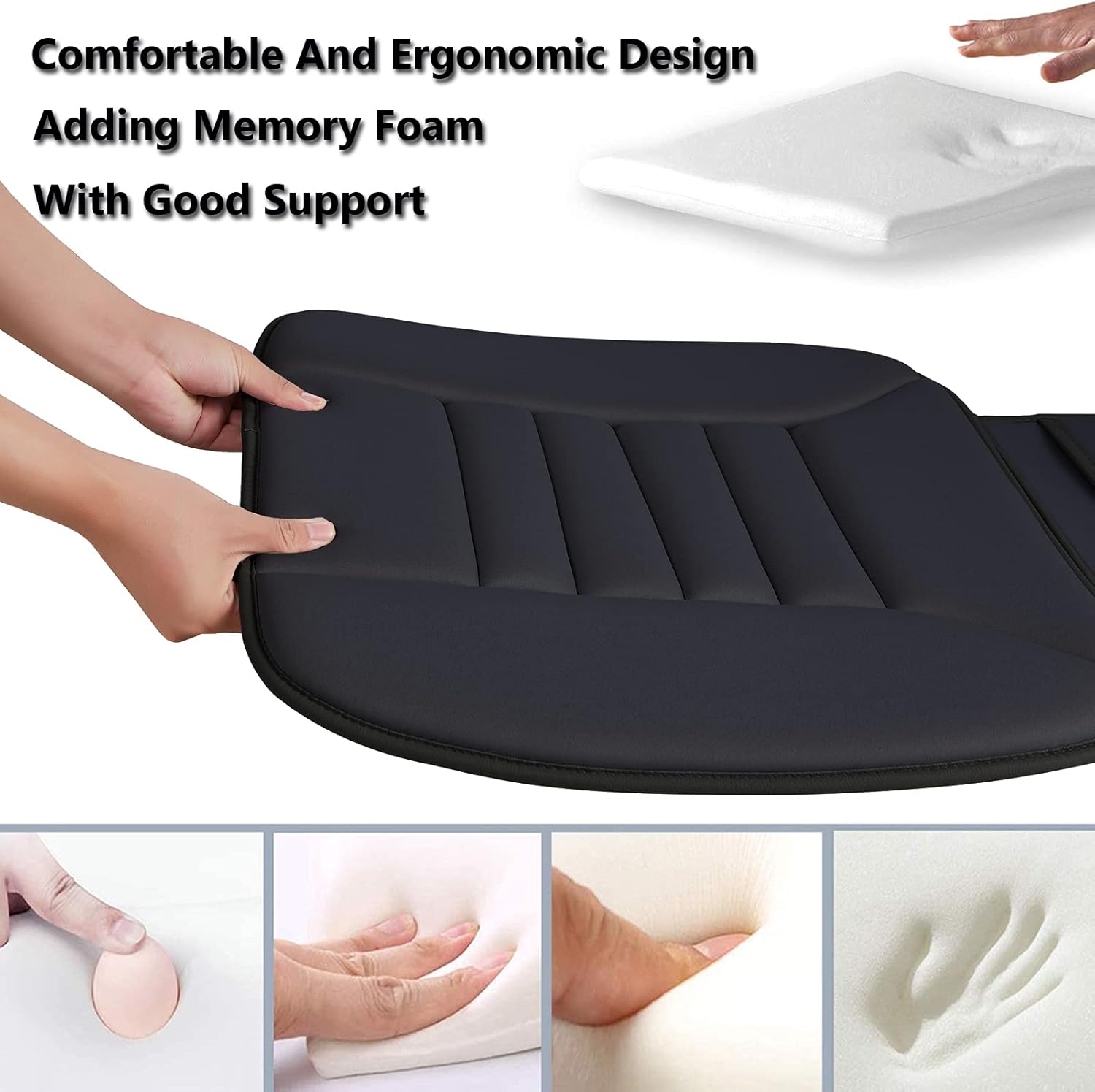 Big Ant Car Seat Cushion,Comfort Thicken Memory Foam Seat Cushion Pad,Pain Relief Chair Cushion Seat Protector for Car Office Home Use,Black 1PC - Image 4