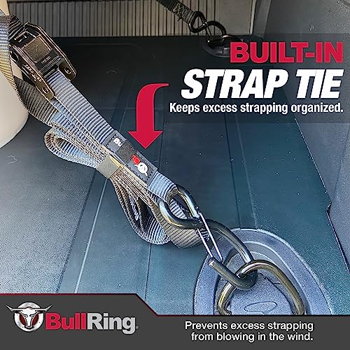 Bull Ring Cam-Lock Tie Downs With S Hooks (2Pk) – Includes (2) Heavy-Duty 1" X 8' Straps 1,200Lb Break Strength For Utv, Motorcycles, Atv, Trailers, Cars, Trucks #TOP5