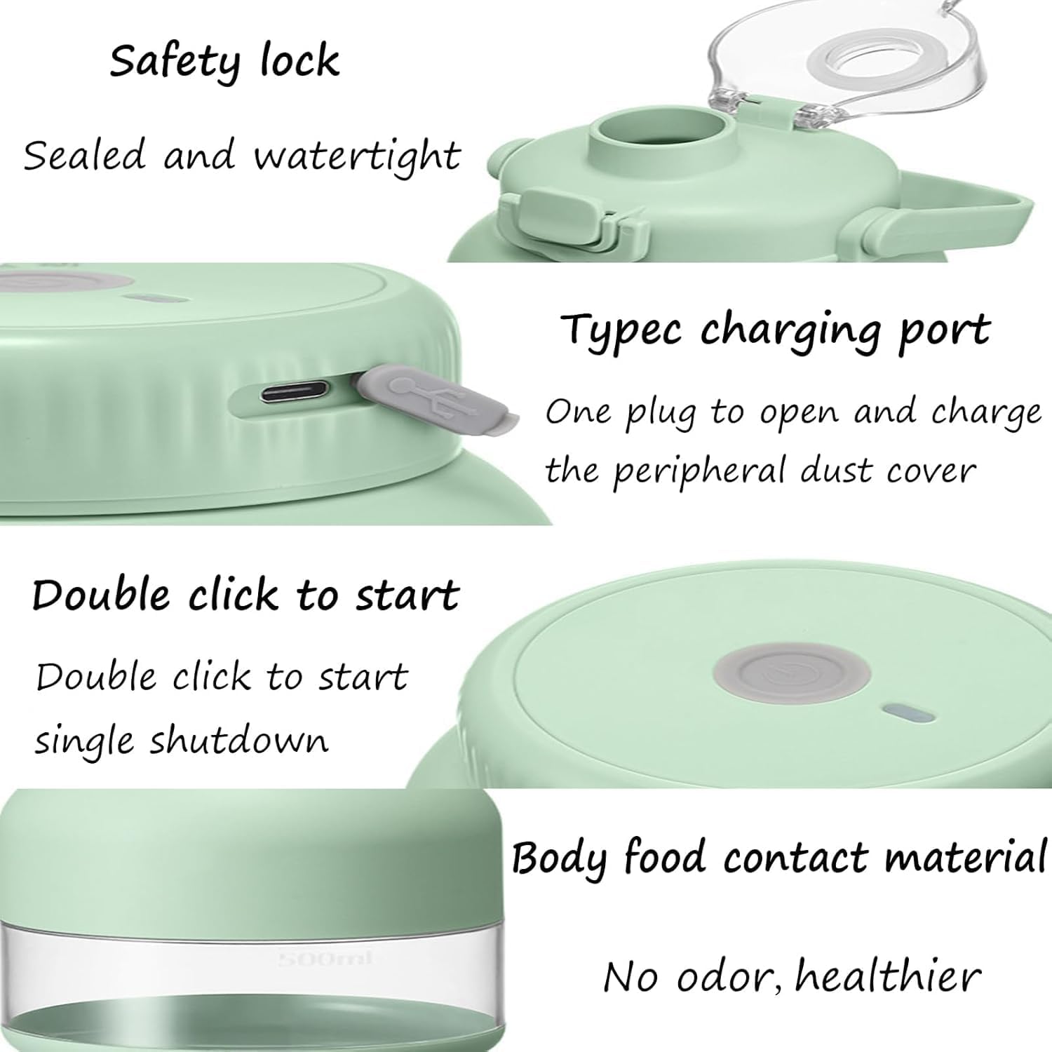 Electric Citrus Juicer 17 oz/29oz, Portable Juicer with Straw and Two Lids, Convenient for Smoothies, Shakes, Food Prep & Frozen (800ml)