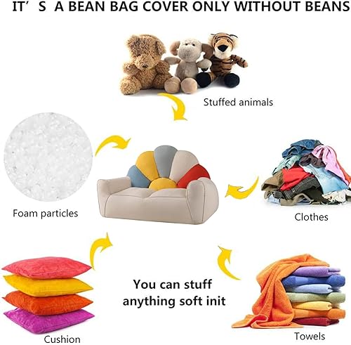 Miniatura 3 de HWOEK Funda para sofá perezoso, puf con reposapiés, asiento de tumbona, funda de puf suave (sin relleno), almacenamiento de animales de peluche o