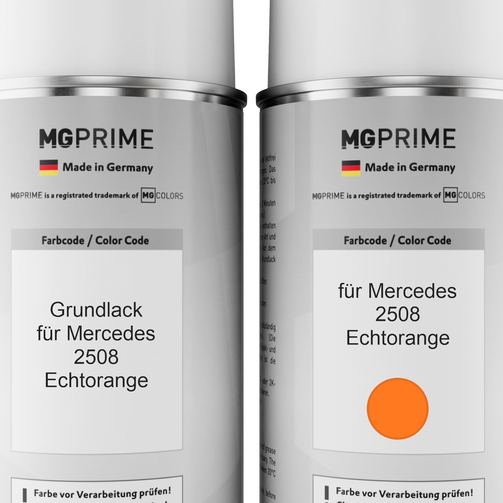 MG PRIME Vernice per auto Bombolette spray per Mercedes 2508 Echtorange +2K | Kit vernice di fondo + base + trasparente 2K, bombolette spray 400ml