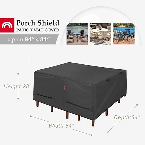 Miniatura 21 de Porch Shield Funda rectangular para mesa de patio, impermeable, para mesa de comedor y sillas de exterior, 108 x 70 pulgadas, color negro