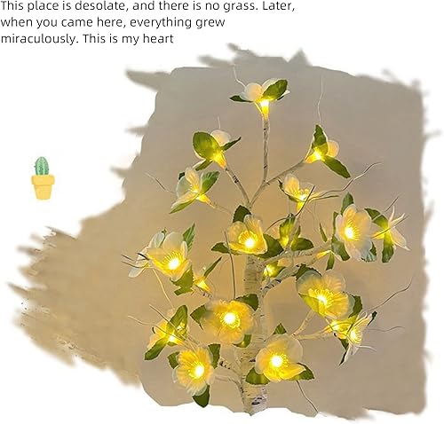 Miniatura 5 de Árbol de flores de magnolia iluminado, 14.9 pulgadas, luces artificiales de árbol bonsái en flor de cerezo, enchufe USB o funciona con pilas,