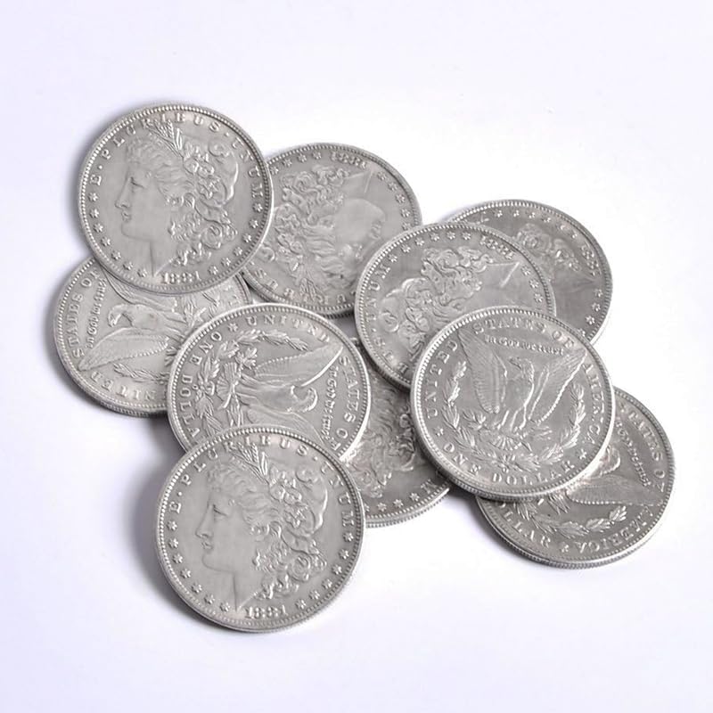 Silver Metal Coins Steel Morgan Dollar Coin Magic Trick (3.8cm Dia) Copy Coin Magic Props Accessories Magic Appearing/Disappearing Magic Illusion (