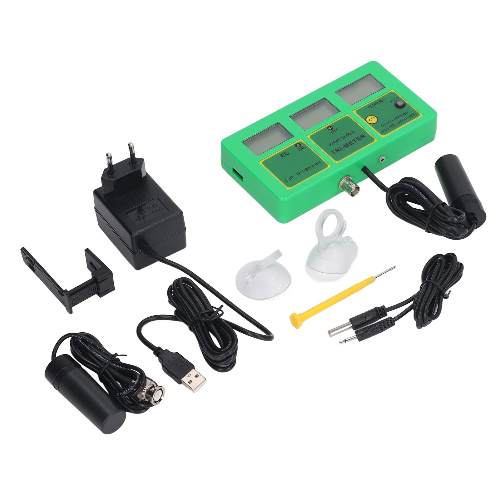 Chrees Monitor de Calidad del Agua EC PH Tester Medidor Conductividad PH Temperatura Humedad Medidor LCD Retroiluminación Pantalla Digital de 3 Pantallas con Monitoreo en Línea pa