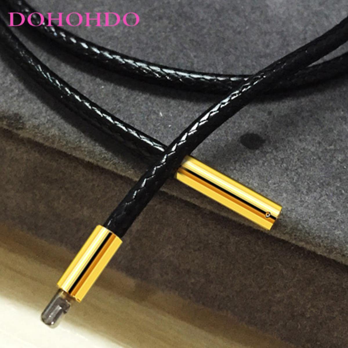 NARENDRA 40-60 Cm Collana In Pelle Corda Di Cera Catena Con Chiusura In Acciaio Inossidabile Color Oro Per Uomo Donna Collana Fai Da Te Fabbricazione - Nero 1,5 Mm, 40 Cm