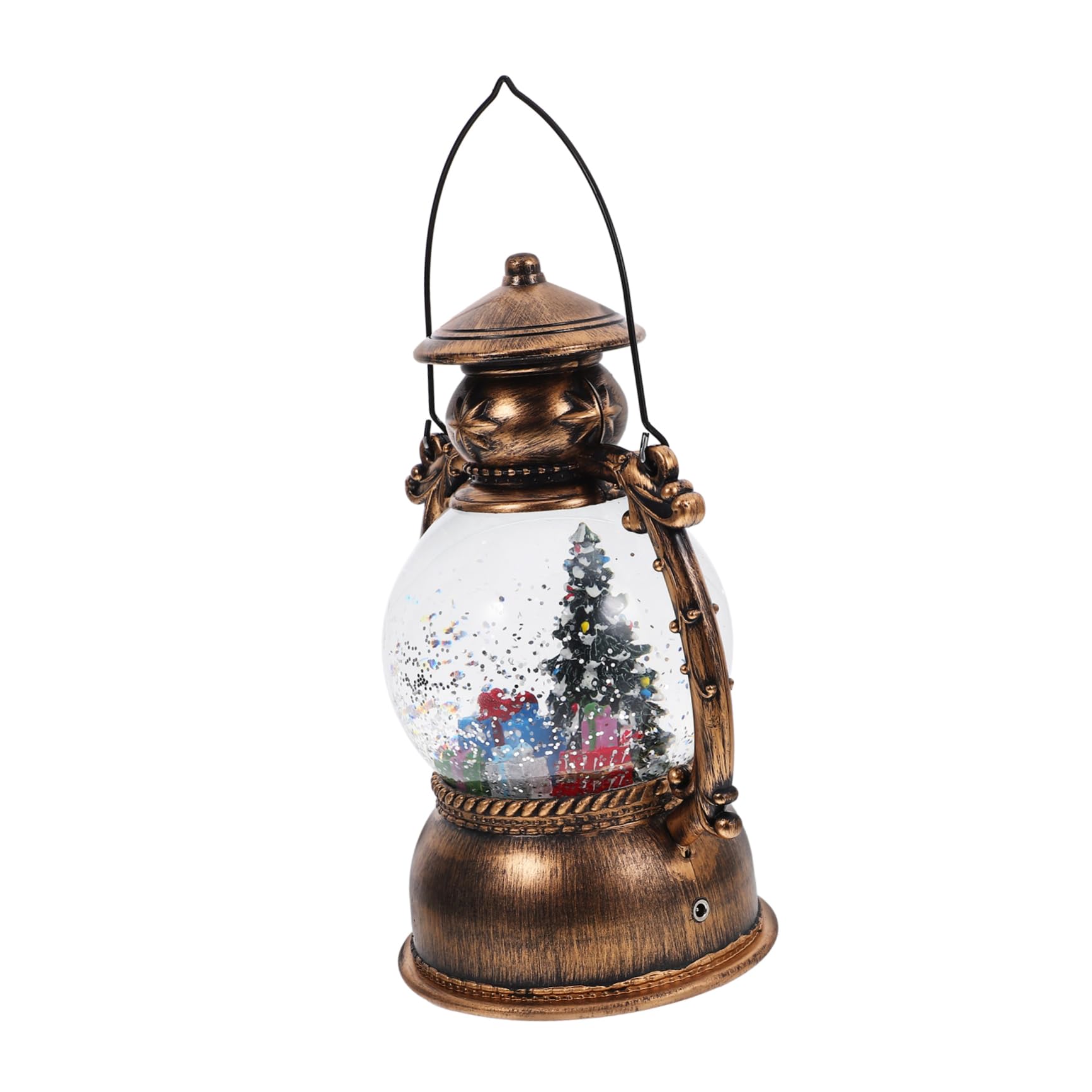 QUMIIRITY Led Lighted Christmas Snow Globe Music Box Battery USB Powered Lantern with Festive Music for Holiday Decorations Unique Christmas Home Decor Glittering Illuminated Design