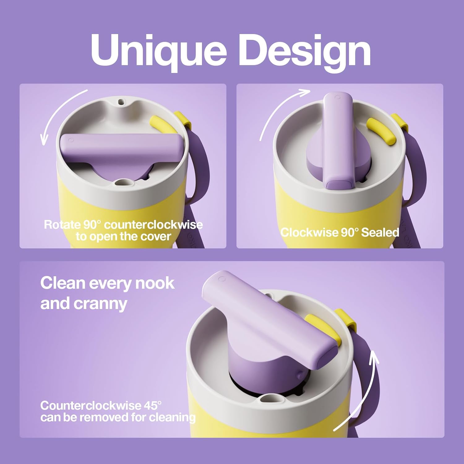 CHAKO LAB Stainless Steel Insulated Water Bottle with Two Drinking Ways | Twist Tumbler BPA-Free Leak-Proof | 17 oz Bottle with Ceramic coating | Lemon - Image 3