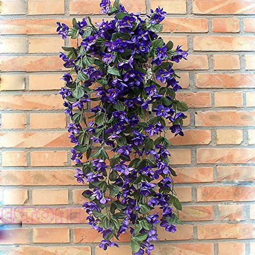 kangnice Artificial Fake violeta para colgar guirnalda para colgar Vine flores boda decoración para el hogar