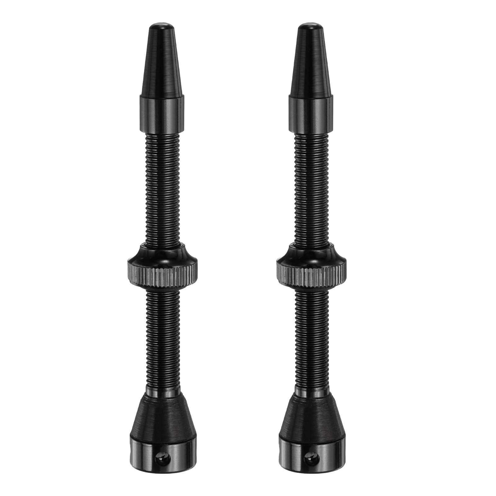 sourcing map 2pcs Tubeless Valve Stems 60mm Aluminum Alloy Tubeless Valve Super Light No Leak Durable with 4 Hole and Caps Fit Most Bicycle Tubeless Rims, Black