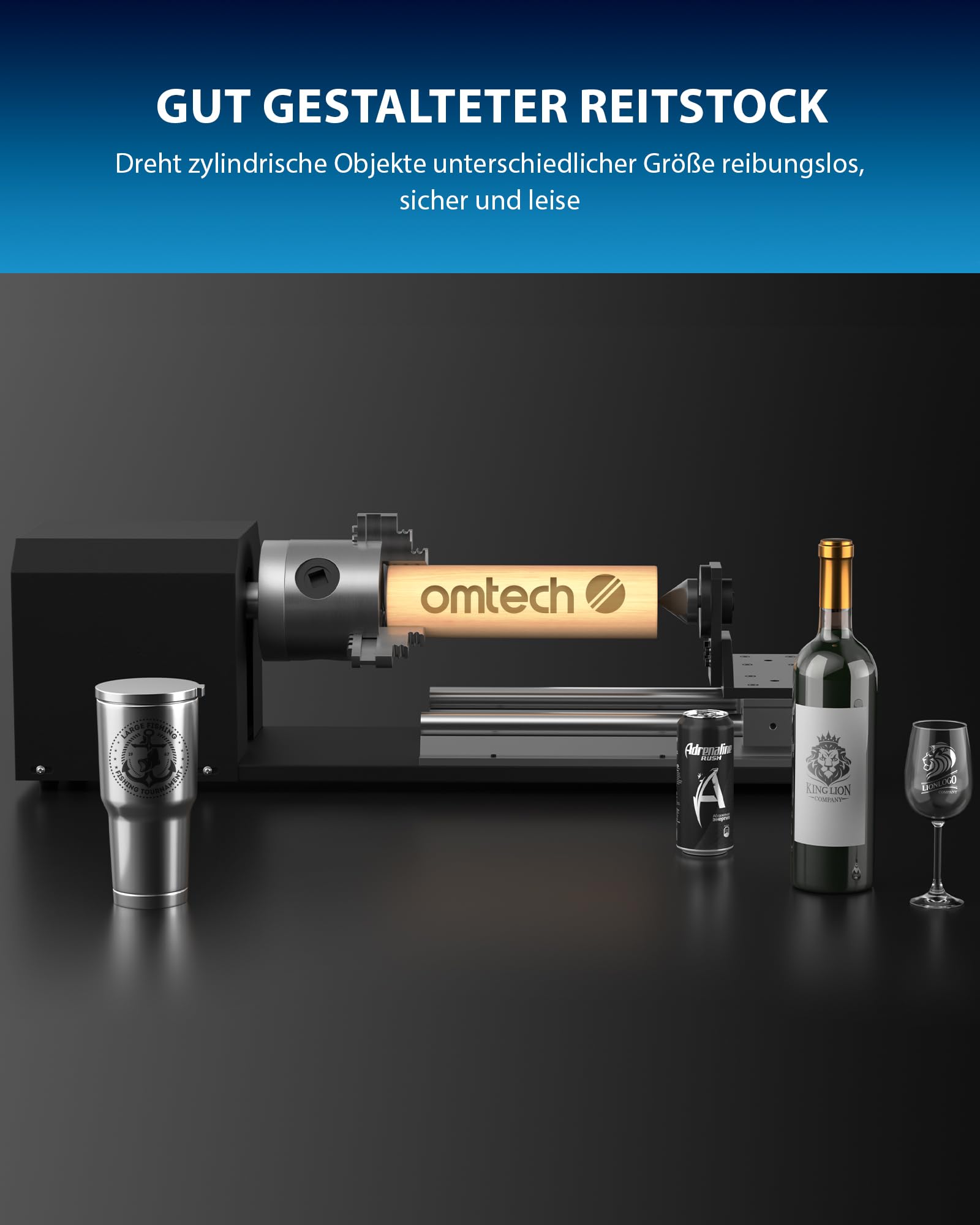 OMTech Laser Rotary Axis KP58 3-Backenfutter 2-Phasen-Schrittmotor für CO2-Lasergraviermaschine 50W-130W